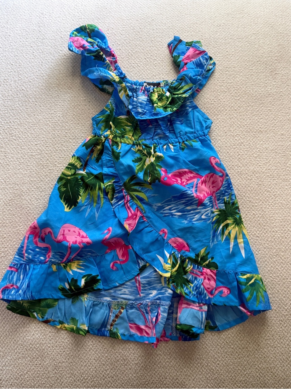 KMA Kids Tropical Flamingo Ruffle Dress